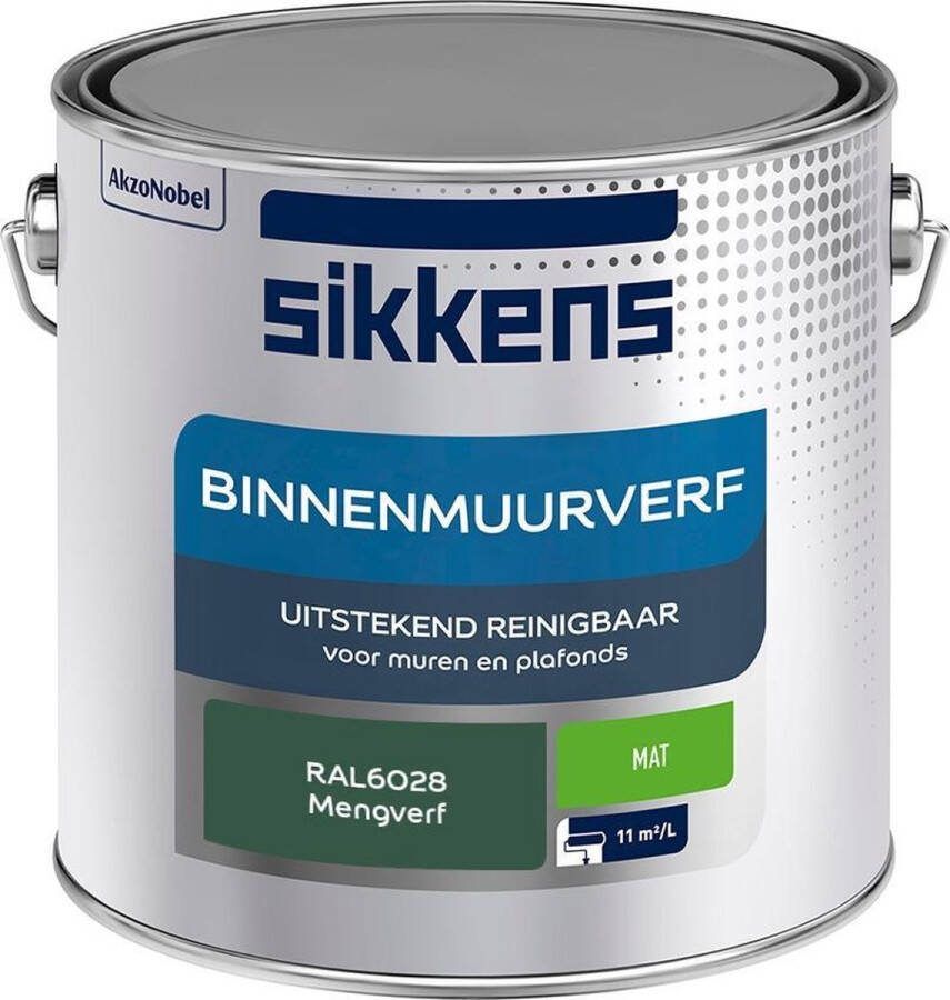 Sikkens Binnenmuurverf Muurverf Mengkleur Mat RAL6028 2.5L