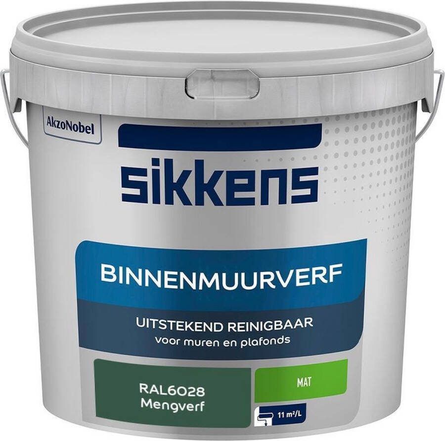 Sikkens Binnenmuurverf Muurverf Mengkleur Mat RAL6028 5L