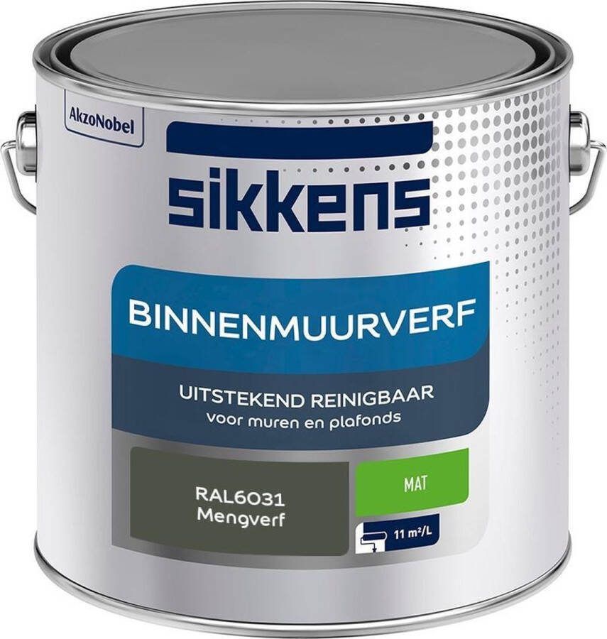 Sikkens Binnenmuurverf Muurverf Mengkleur Mat RAL6031 2.5L