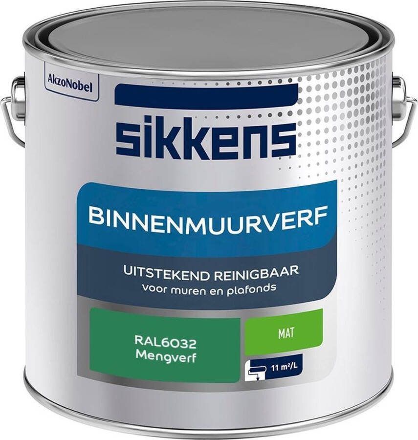 Sikkens Binnenmuurverf Muurverf Mengkleur Mat RAL6032 2.5L