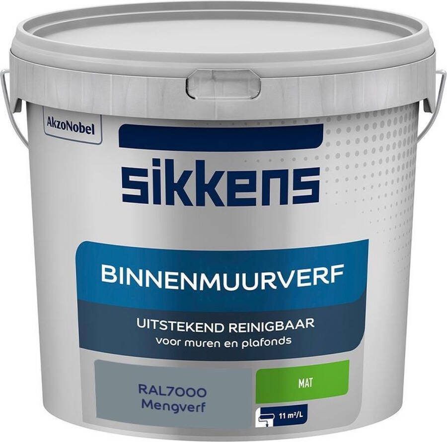 Sikkens Binnenmuurverf Muurverf Mengkleur Mat RAL7000 5L