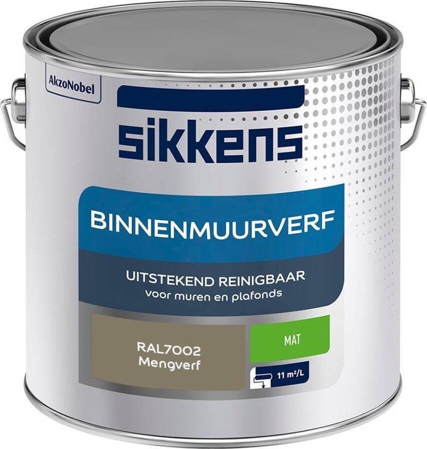 Sikkens Binnenmuurverf Muurverf Mengkleur Mat RAL7002 2.5L