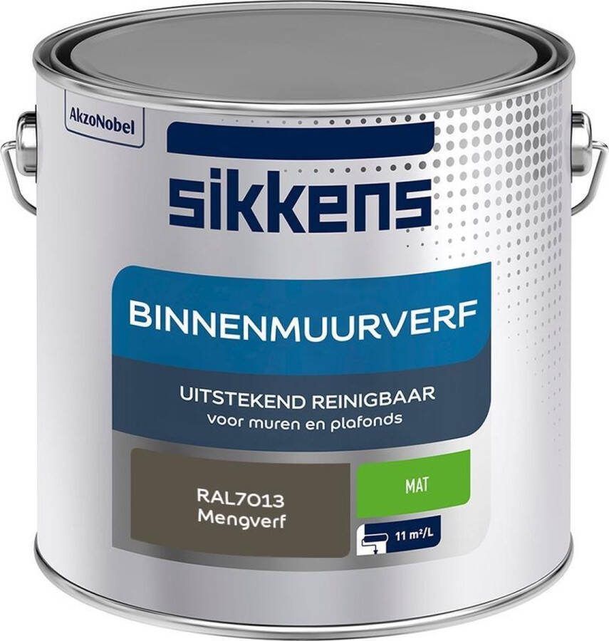 Sikkens Binnenmuurverf Muurverf Mengkleur Mat RAL7013 2.5L