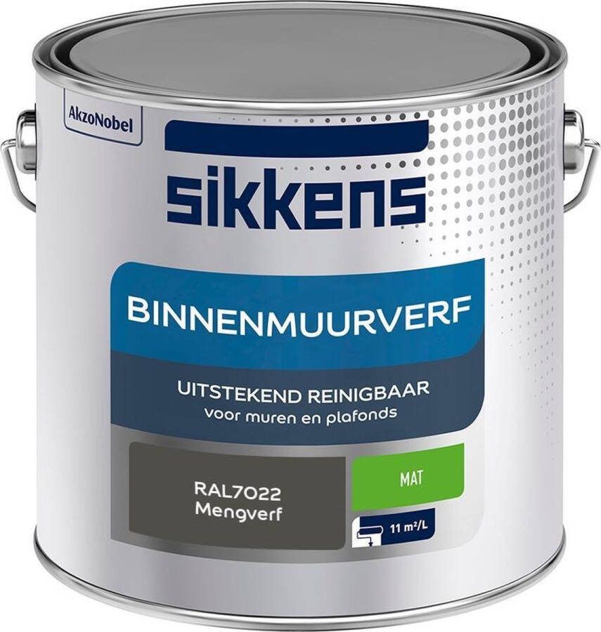 Sikkens Binnenmuurverf Muurverf Mengkleur Mat RAL7022 2.5L
