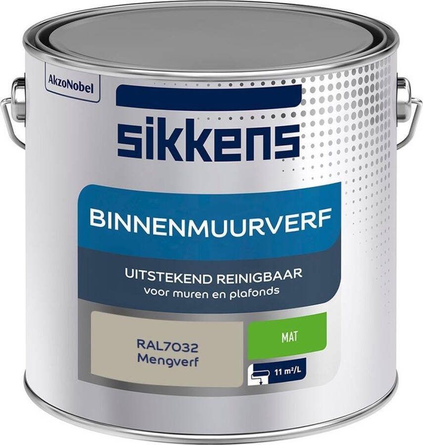 Sikkens Binnenmuurverf Muurverf Mengkleur Mat RAL7032 2.5L