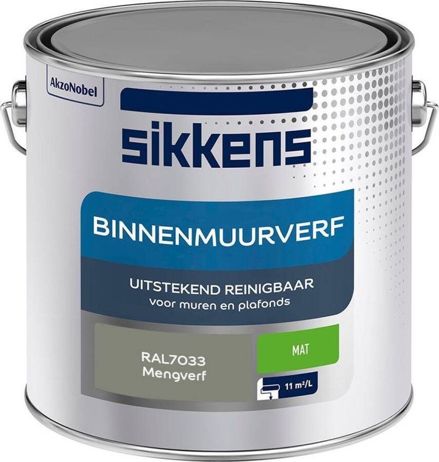 Sikkens Binnenmuurverf Muurverf Mengkleur Mat RAL7033 2.5L