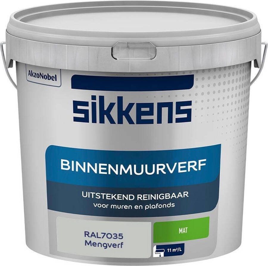 Sikkens Binnenmuurverf Muurverf Mengkleur Mat RAL7035 5L