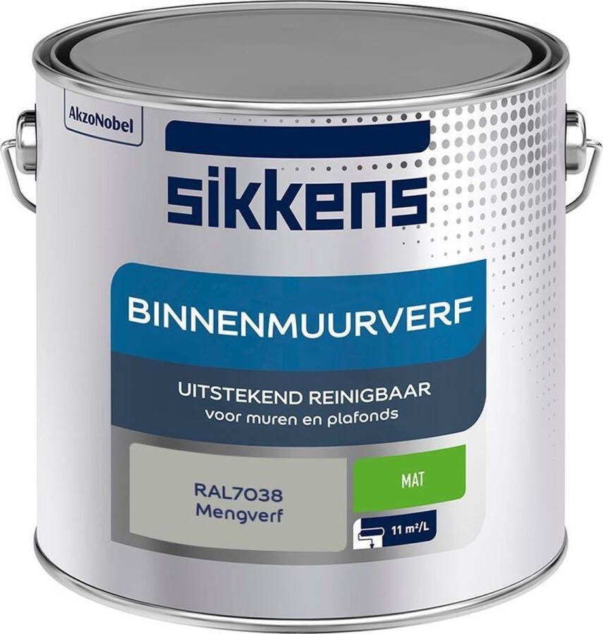 Sikkens Binnenmuurverf Muurverf Mengkleur Mat RAL7038 2.5L