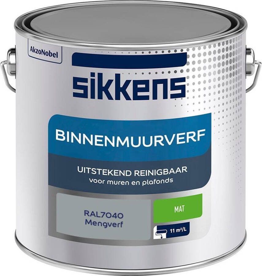 Sikkens Binnenmuurverf Muurverf Mengkleur Mat RAL7040 2.5L