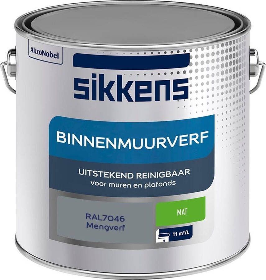 Sikkens Binnenmuurverf Muurverf Mengkleur Mat RAL7046 2.5L