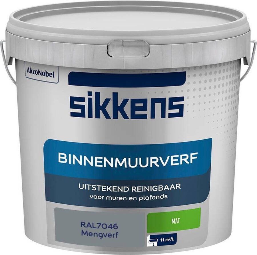 Sikkens Binnenmuurverf Muurverf Mengkleur Mat RAL7046 5L