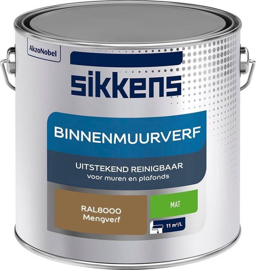 Sikkens Binnenmuurverf Muurverf Mengkleur Mat RAL8000 2.5L