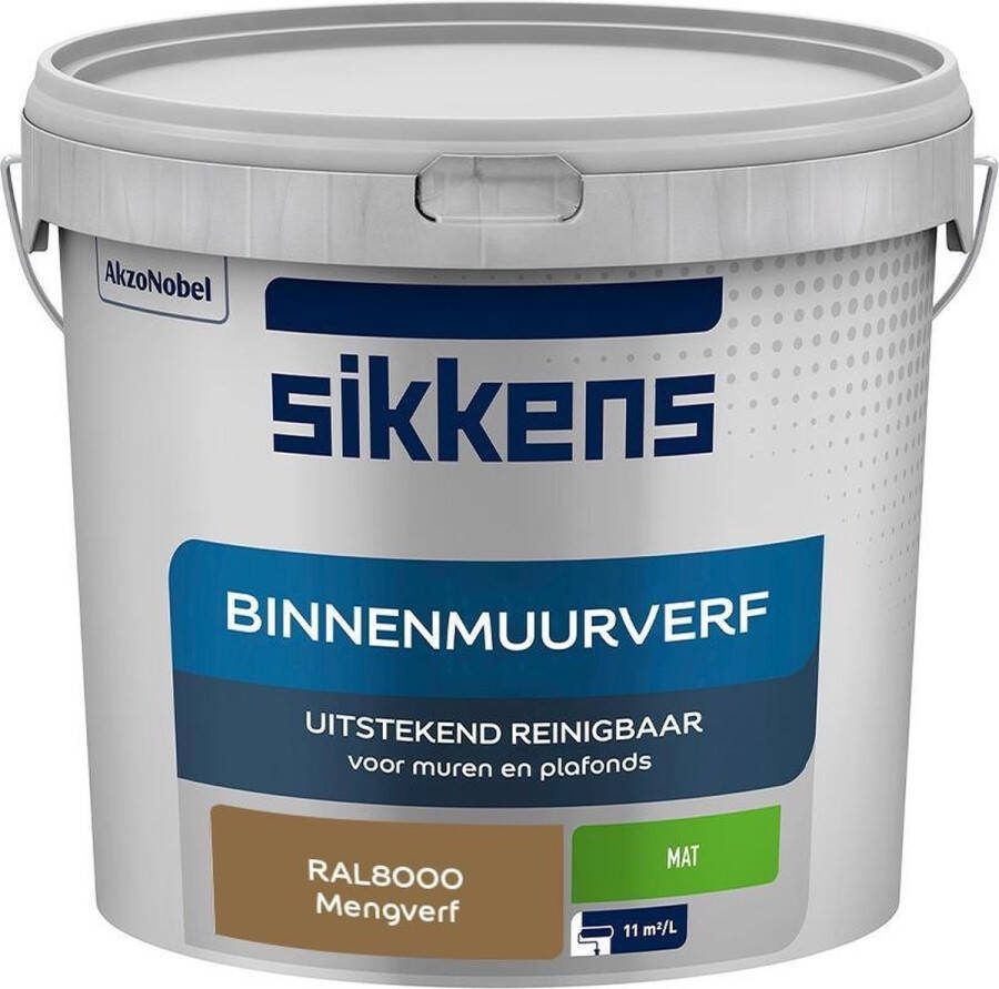Sikkens Binnenmuurverf Muurverf Mengkleur Mat RAL8000 5L