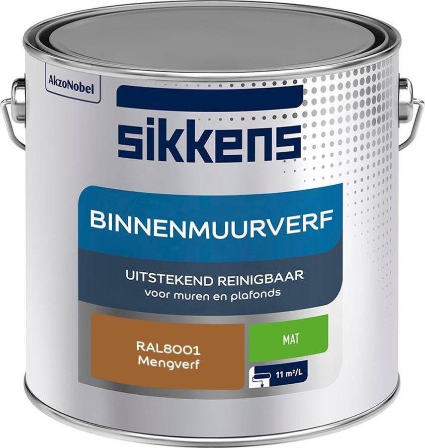 Sikkens Binnenmuurverf Muurverf Mengkleur Mat RAL8001 2.5L