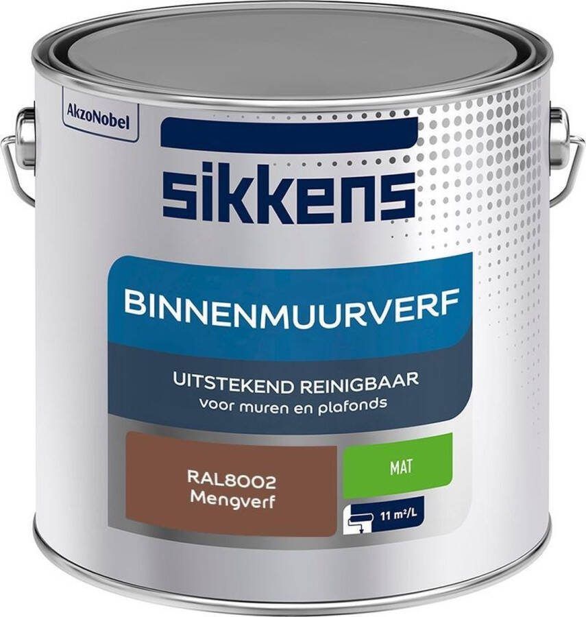 Sikkens Binnenmuurverf Muurverf Mengkleur Mat RAL8002 2.5L