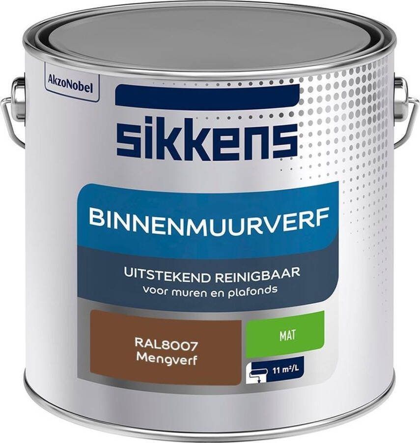 Sikkens Binnenmuurverf Muurverf Mengkleur Mat RAL8007 2.5L