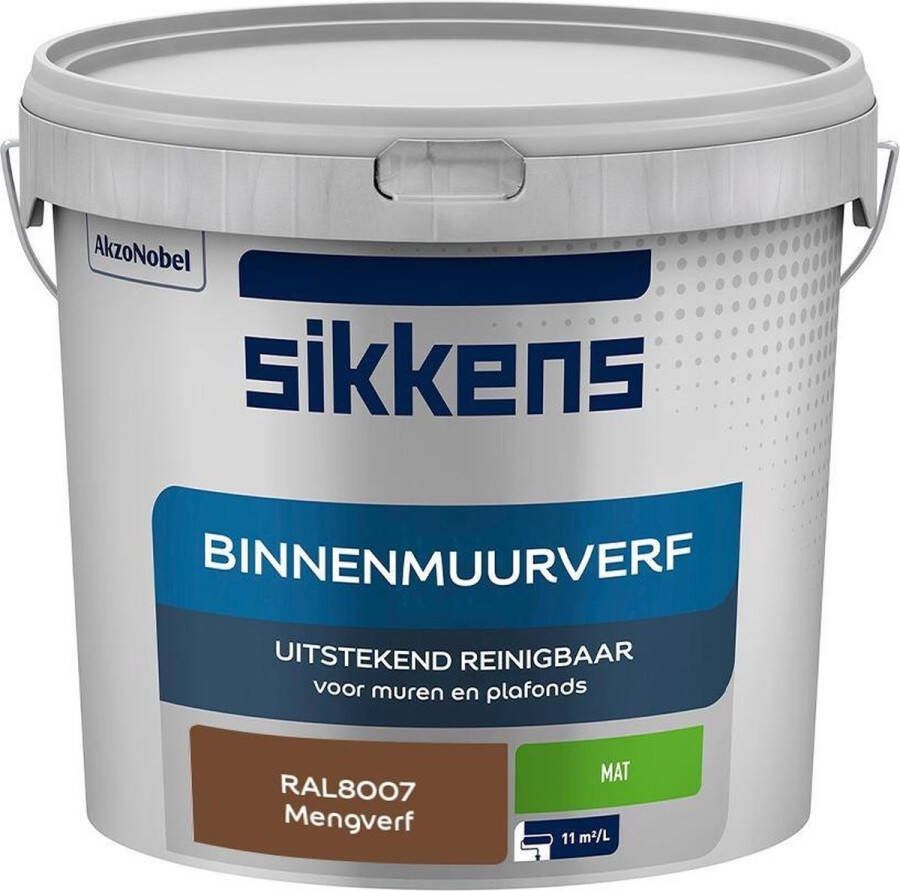 Sikkens Binnenmuurverf Muurverf Mengkleur Mat RAL8007 5L