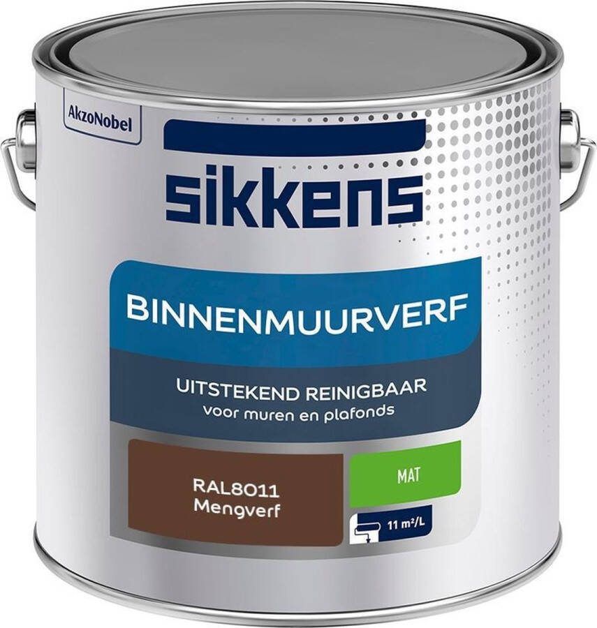 Sikkens Binnenmuurverf Muurverf Mengkleur Mat RAL8011 2.5L