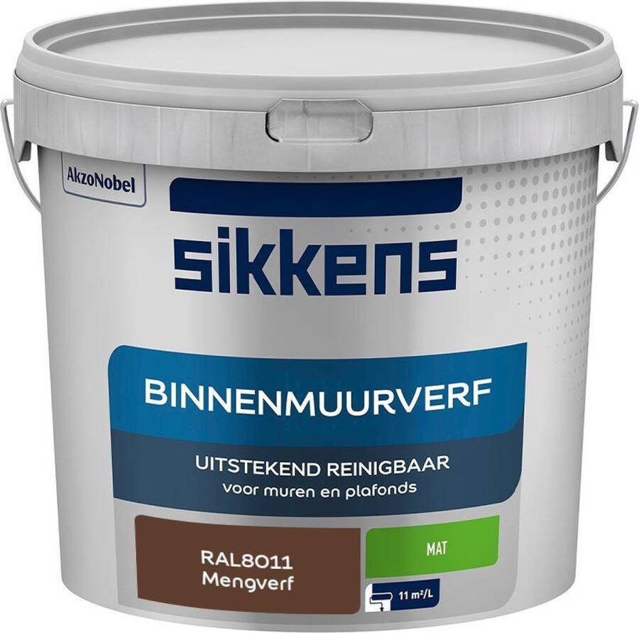 Sikkens Binnenmuurverf Muurverf Mengkleur Mat RAL8011 5L
