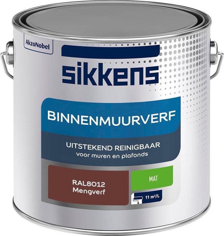 Sikkens Binnenmuurverf Muurverf Mengkleur Mat RAL8012 2.5L