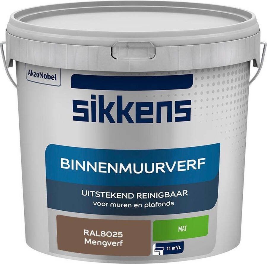 Sikkens Binnenmuurverf Muurverf Mengkleur Mat RAL8025 5L