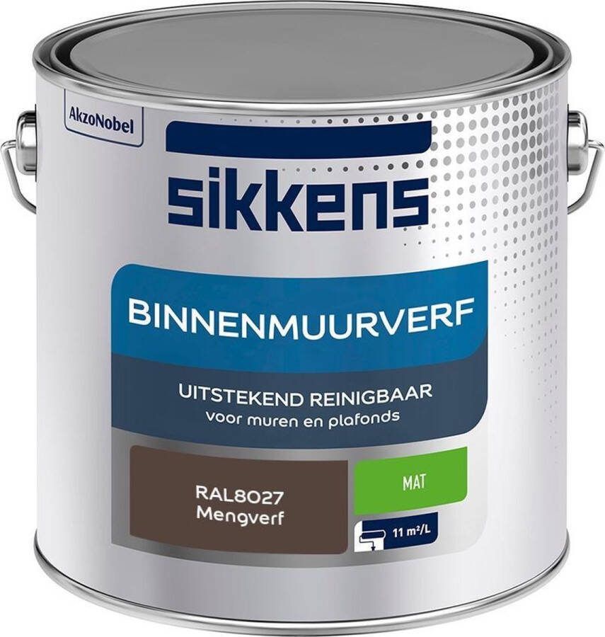 Sikkens Binnenmuurverf Muurverf Mengkleur Mat RAL8027 2.5L