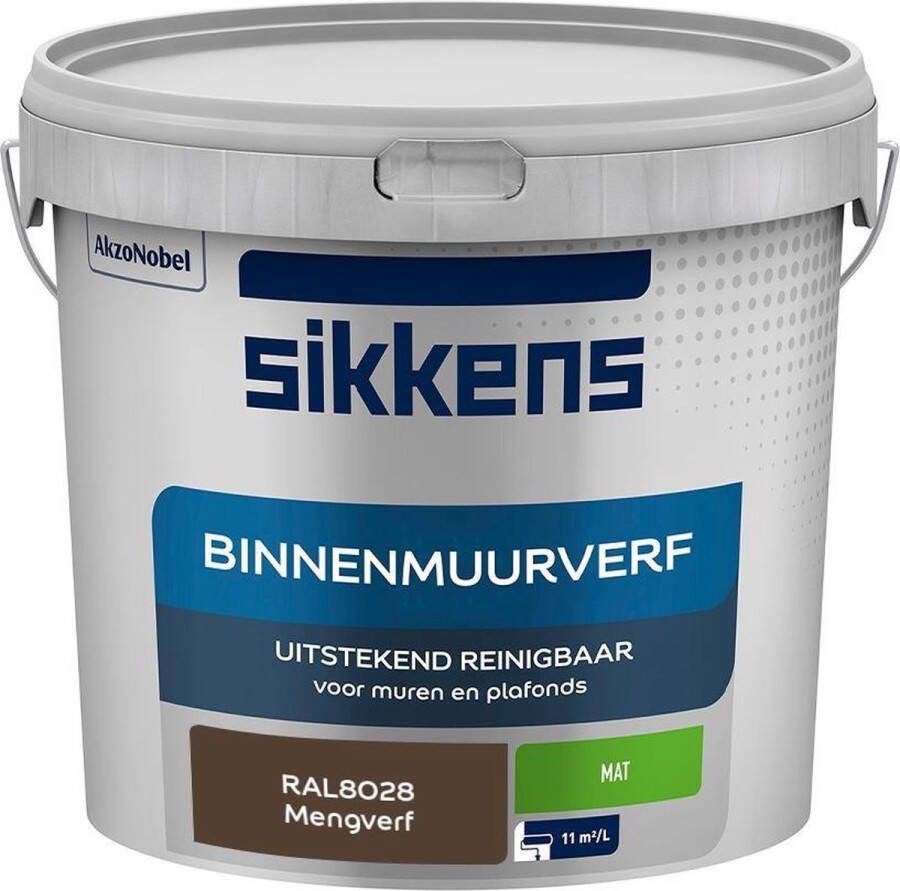 Sikkens Binnenmuurverf Muurverf Mengkleur Mat RAL8028 5L