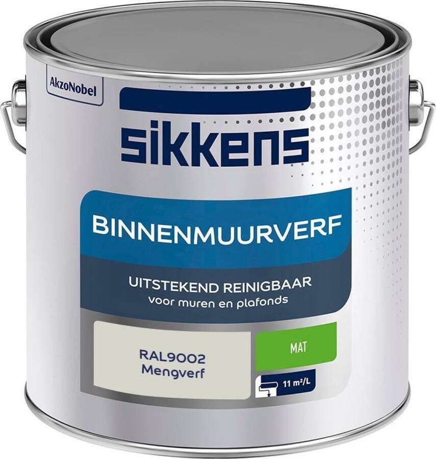 Sikkens Binnenmuurverf Muurverf Mengkleur Mat RAL9002 2.5L