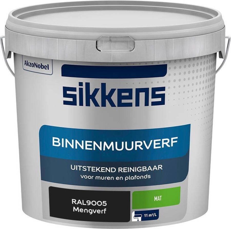 Sikkens Binnenmuurverf Muurverf Mengkleur Mat RAL9005 5L