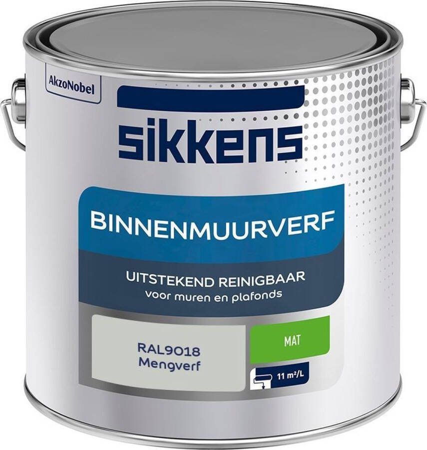 Sikkens Binnenmuurverf Muurverf Mengkleur Mat RAL9018 2.5L