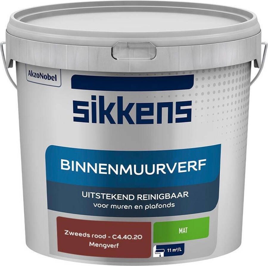 Sikkens Binnenmuurverf Muurverf Mengkleur Zweeds rood C4.40.20 5 Liter