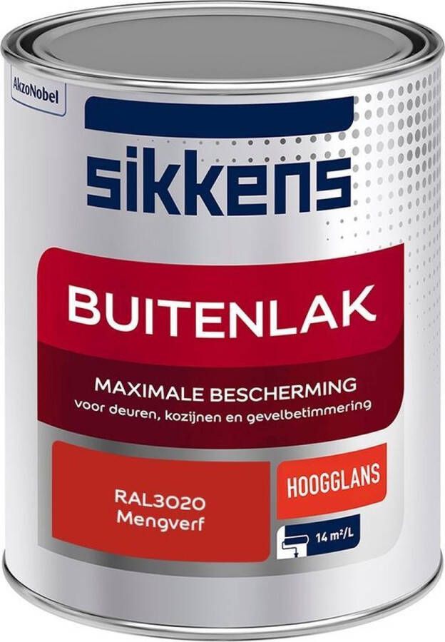 Sikkens Buitenlak Verf Hoogglans Mengkleur RAL3020 1 liter