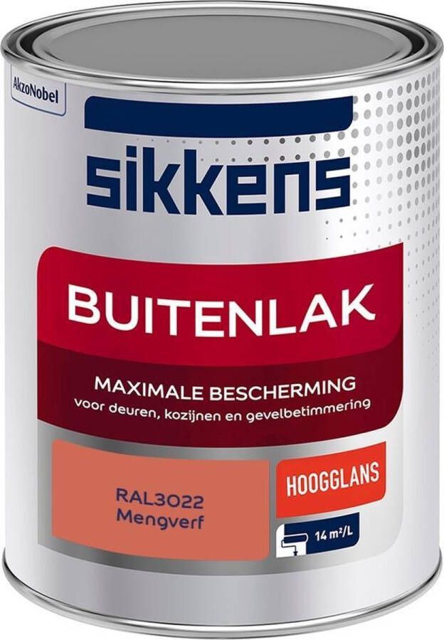 Sikkens Buitenlak Verf Hoogglans Mengkleur RAL3022 1 liter