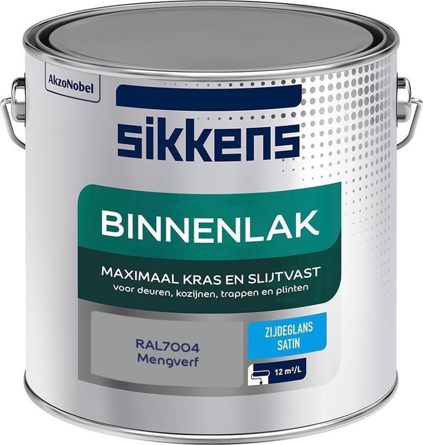 Sikkens Binnenlak Verf Zijdeglans Mengkleur RAL7004 2.5L