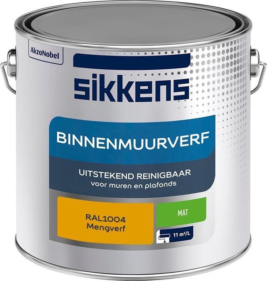 Sikkens Binnenmuurverf Muurverf Mengkleur Mat RAL1004 2.5L