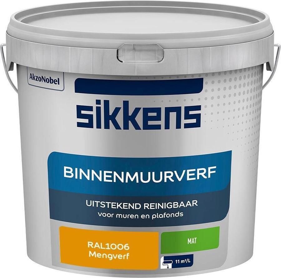 Sikkens Binnenmuurverf Muurverf Mengkleur Mat RAL1006 5L