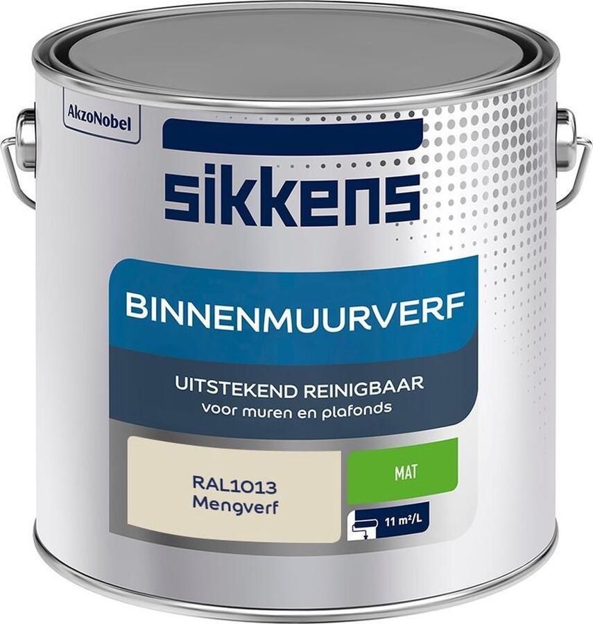 Sikkens Binnenmuurverf Muurverf Mengkleur Mat RAL1013 2.5L