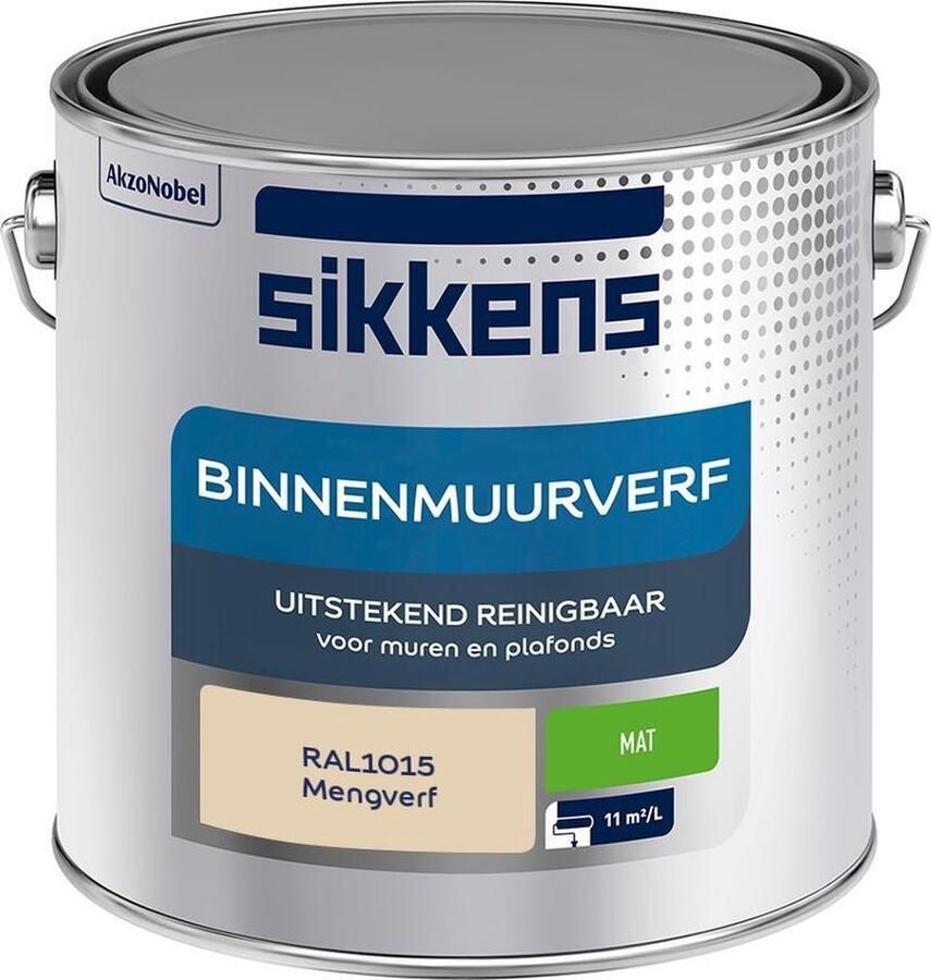 Sikkens Binnenmuurverf Muurverf Mengkleur Mat RAL1015 2.5L