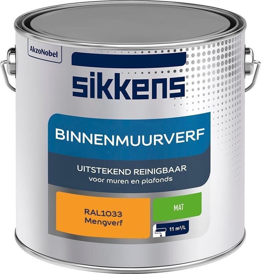 Sikkens Binnenmuurverf Muurverf Mengkleur Mat RAL1033 2.5L