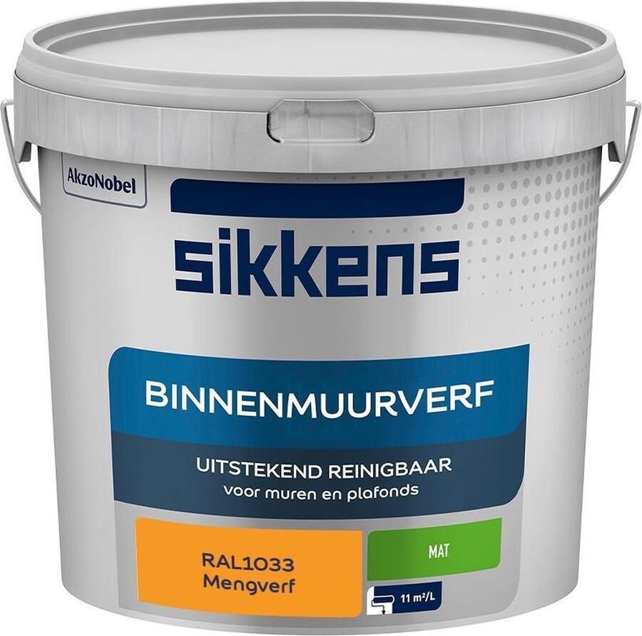 Sikkens Binnenmuurverf Muurverf Mengkleur Mat RAL1033 5L
