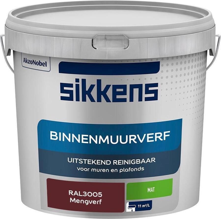 Sikkens Binnenmuurverf Muurverf Mengkleur Mat RAL3005 5L