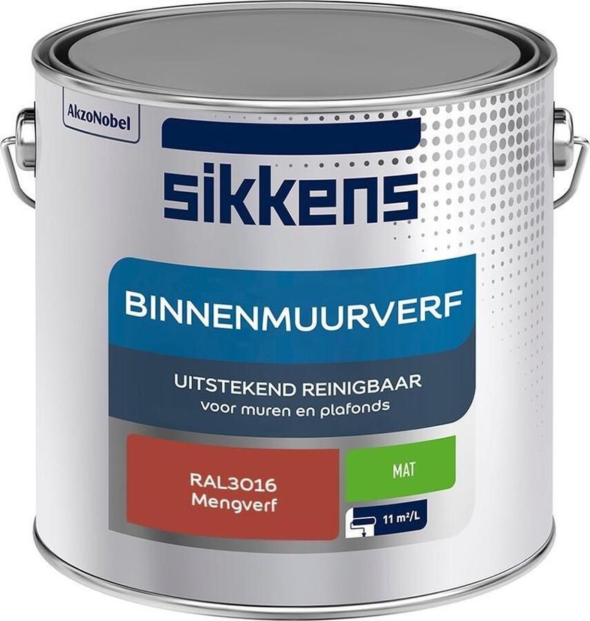 Sikkens Binnenmuurverf Muurverf Mengkleur Mat RAL3016 2.5L