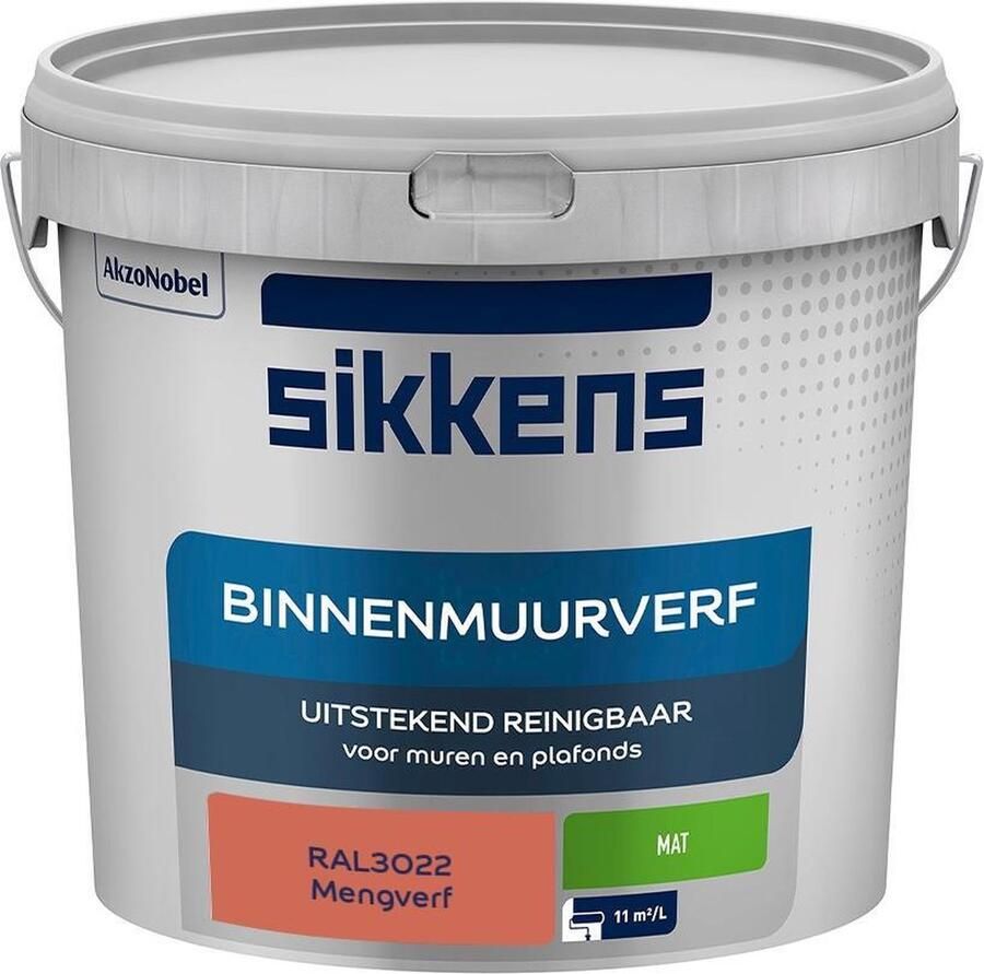 Sikkens Binnenmuurverf Muurverf Mengkleur Mat RAL3022 5L