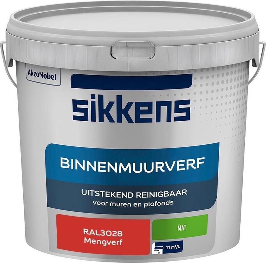Sikkens Binnenmuurverf Muurverf Mengkleur Mat RAL3028 5L