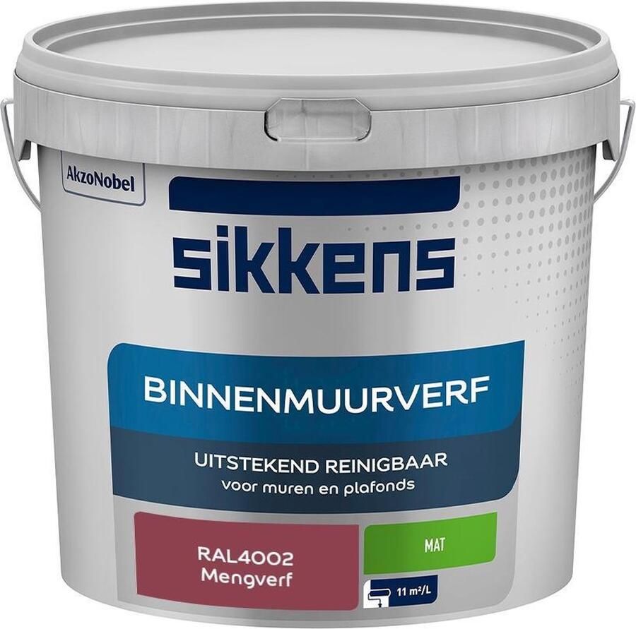 Sikkens Binnenmuurverf Muurverf Mengkleur Mat RAL4002 5L