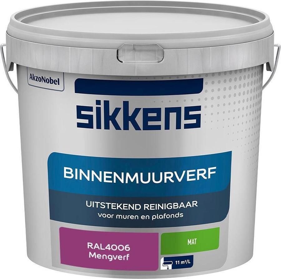 Sikkens Binnenmuurverf Muurverf Mengkleur Mat RAL4006 5L