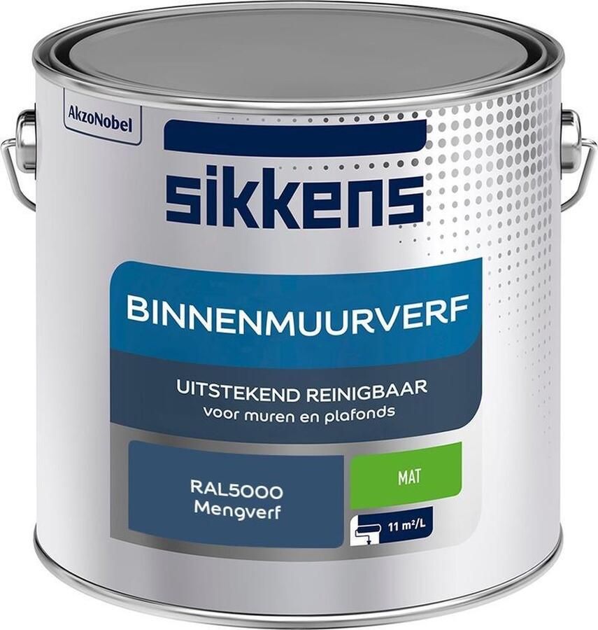 Sikkens Binnenmuurverf Muurverf Mengkleur Mat RAL5000 2.5L
