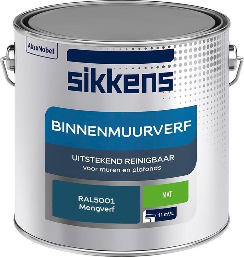 Sikkens Binnenmuurverf Muurverf Mengkleur Mat RAL5001 2.5L