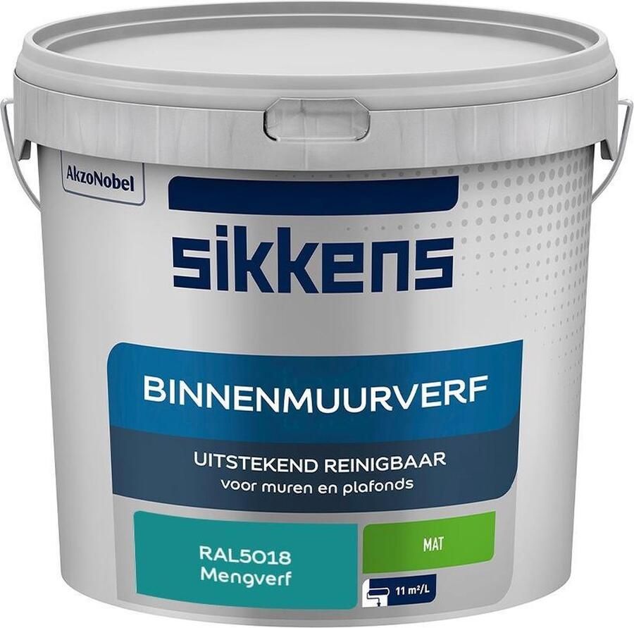 Sikkens Binnenmuurverf Muurverf Mengkleur Mat RAL5018 5L