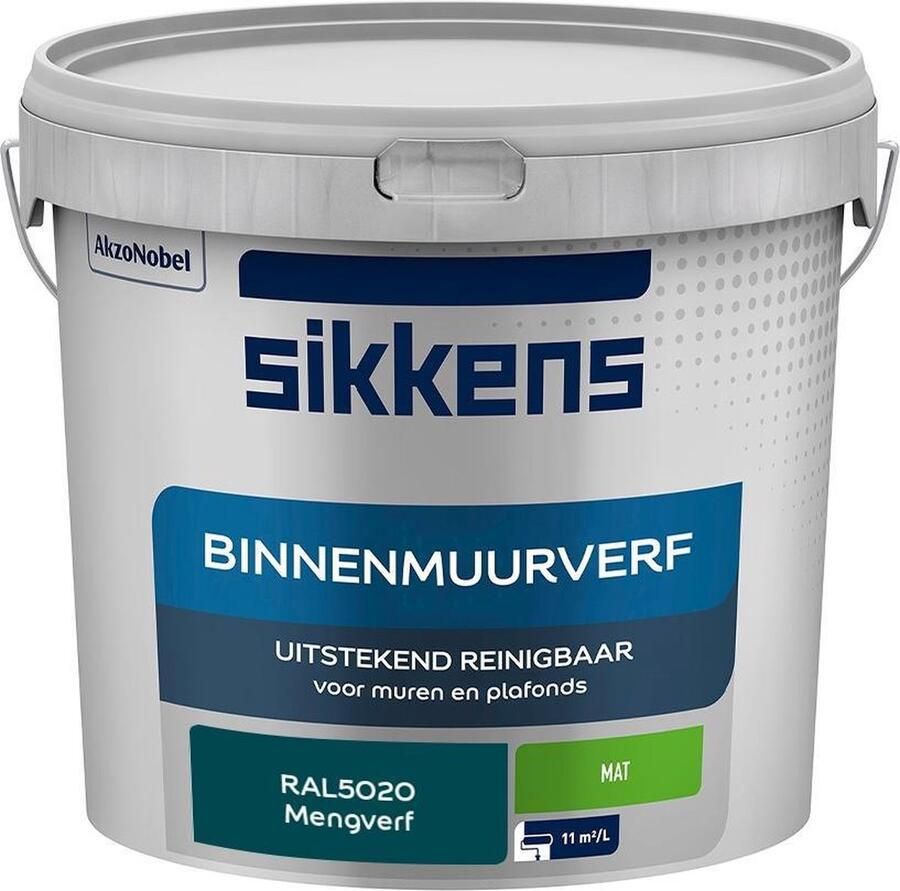 Sikkens Binnenmuurverf Muurverf Mengkleur Mat RAL5020 5L